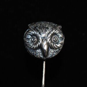 Antique/Vintage Sterling Top Owl Stick / Tie Pin